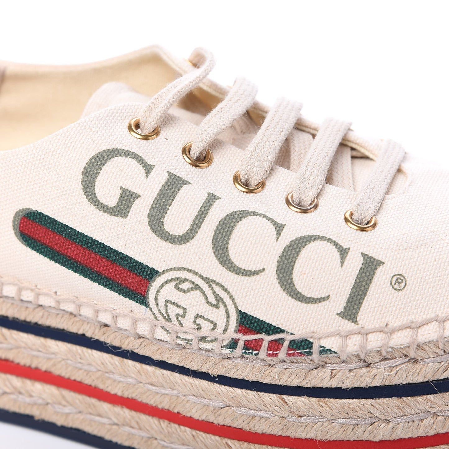 Canvas Logo Lace-Up Platform Espadrilles 39.5 Greggio Grege