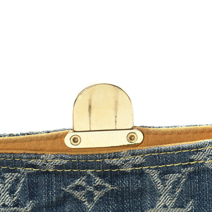 Louis Vuitton Monogram Denim Pochette Plat Clutch Blue 9 of 13