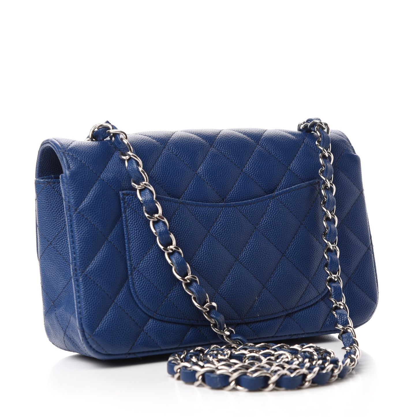 Caviar Quilted Mini Rectangular Flap Blue