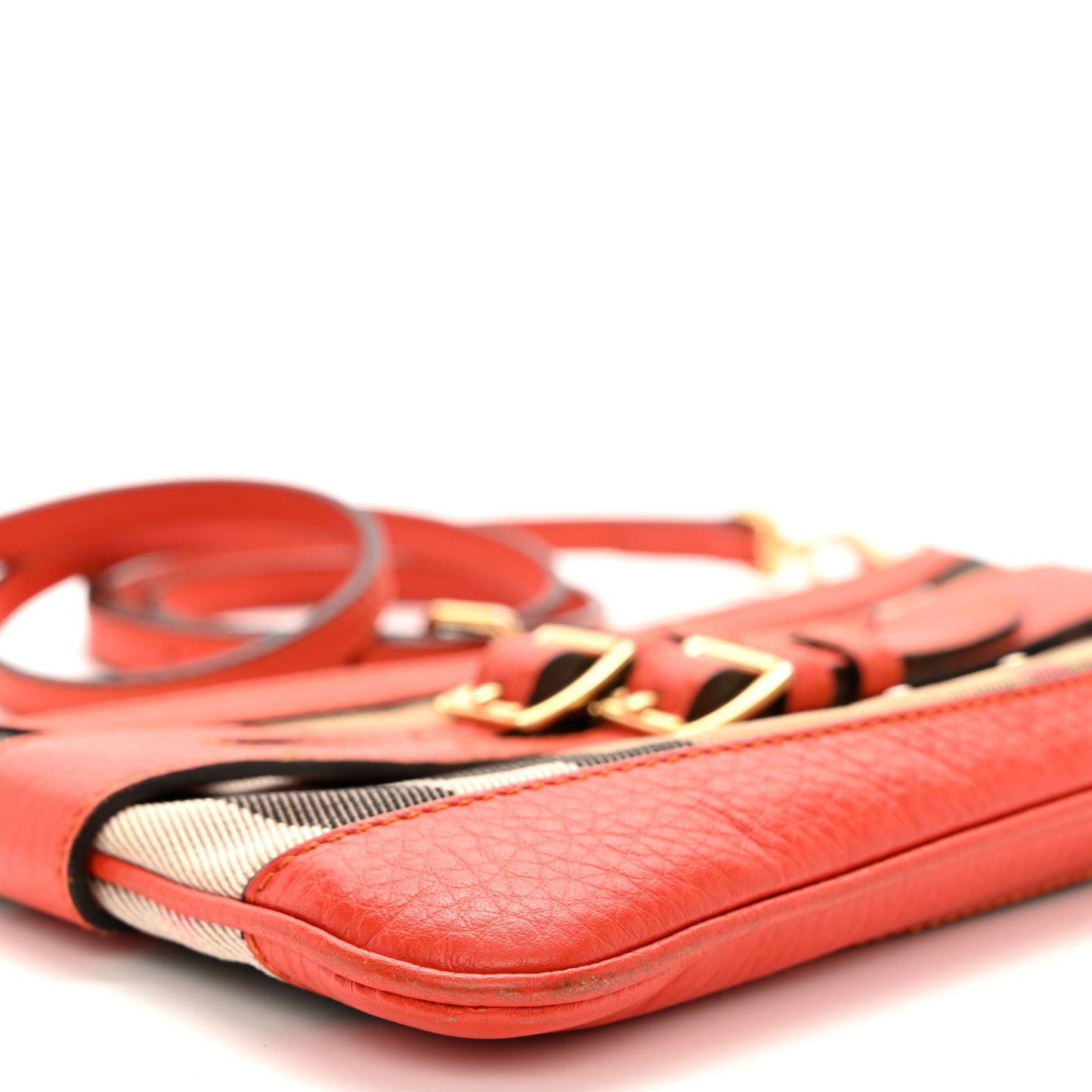 House Check Bridle Calfskin Peyton Crossbody Orange
