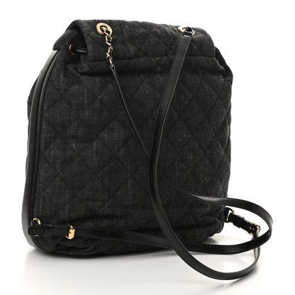Chanel Denim Calfskin Quilted Backpack Dark Grey Black 3 of 9