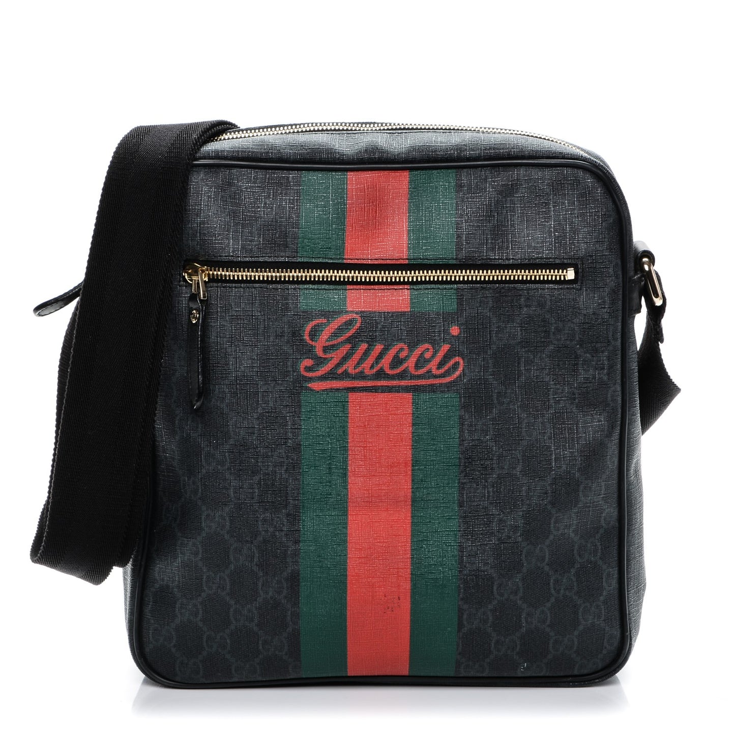 GG Plus Monogram Web Messenger Bag Black