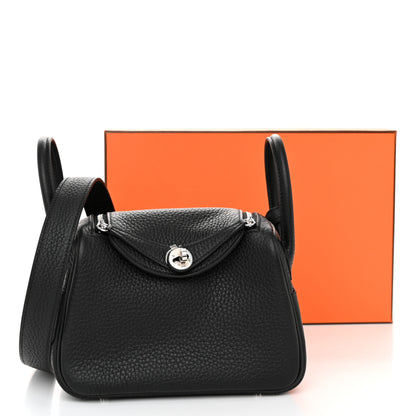 Hermes Taurillon Clemence Mini Lindy 20 Black 11 of 11