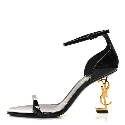 Saint Laurent Patent Calfskin Opyum 85 Sandals 38.5 Black 1 of 9