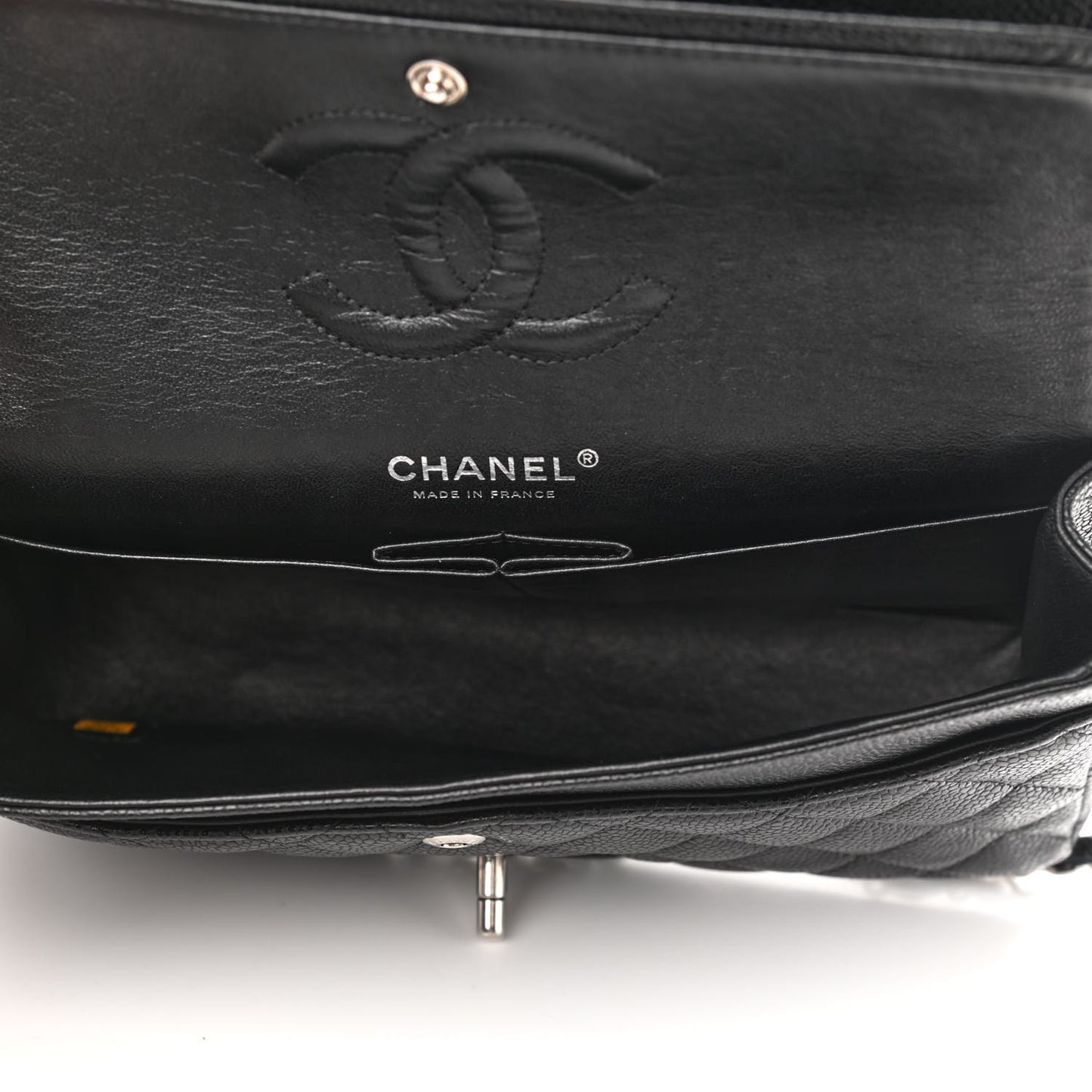 Caviar Quilted Medium Double Flap Black