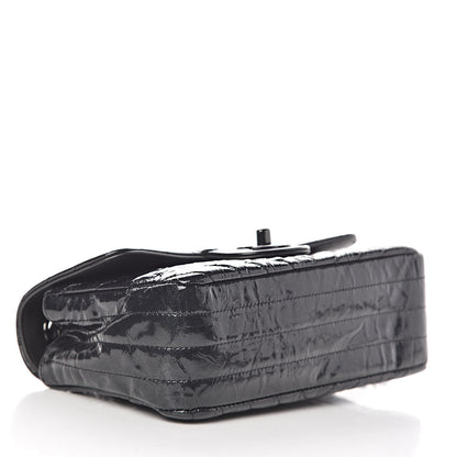 Chanel Patent Metallic Crumpled Calfskin Chevron Quilted Mini Rectangular Flap So Black 4 of 14