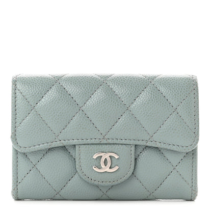 Chanel Caviar Quilted Flap Card Holder Wallet Light Blue 1 of 8