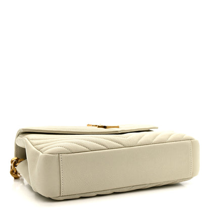 Saint Laurent Sheepskin Matelasse Chevron Monogram Medium College Bag Crema Soft 4 of 11