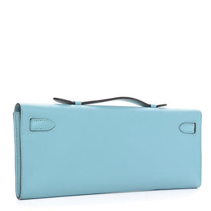 Hermes Swift Kelly Cut Clutch Pochette Bleu Saint Cyr 3 of 9