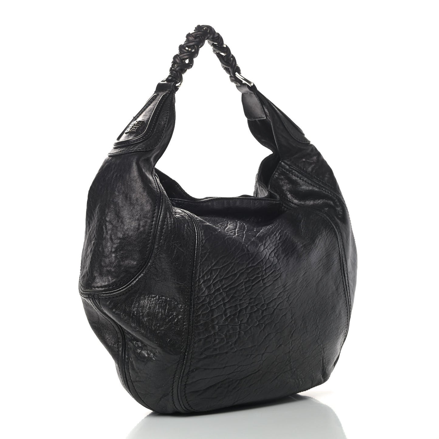 Tumbled Sheepskin Eclipse Hobo Black