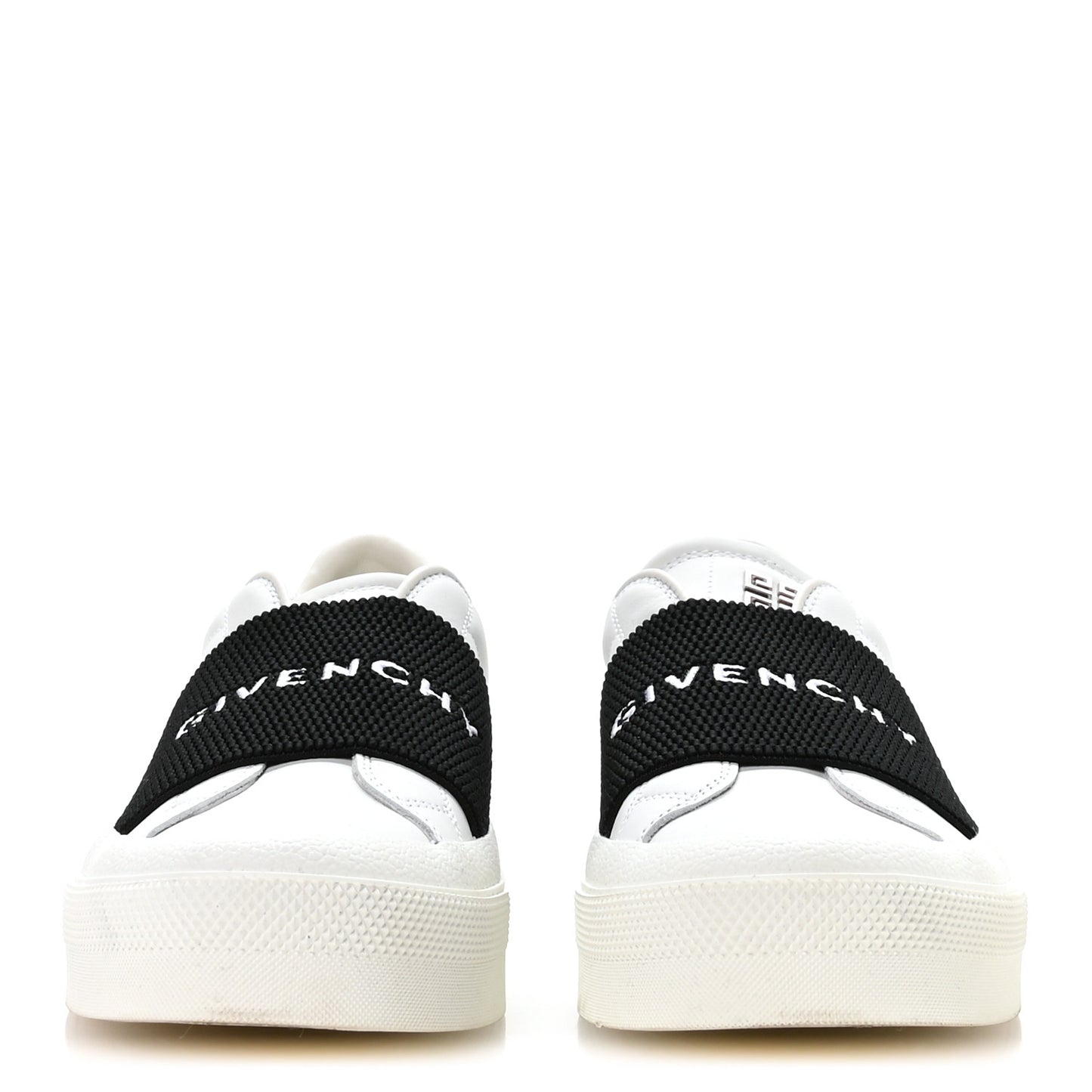 Calfskin Band Logo Womens Urban Street Sneakers 37.5 White Black