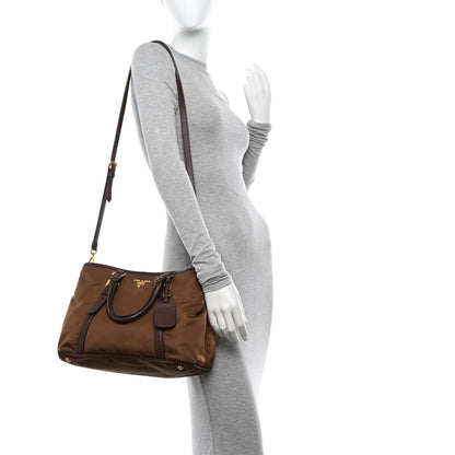 Prada Tessuto Nylon Soft Calf Small Tote Corinto 2 of 15