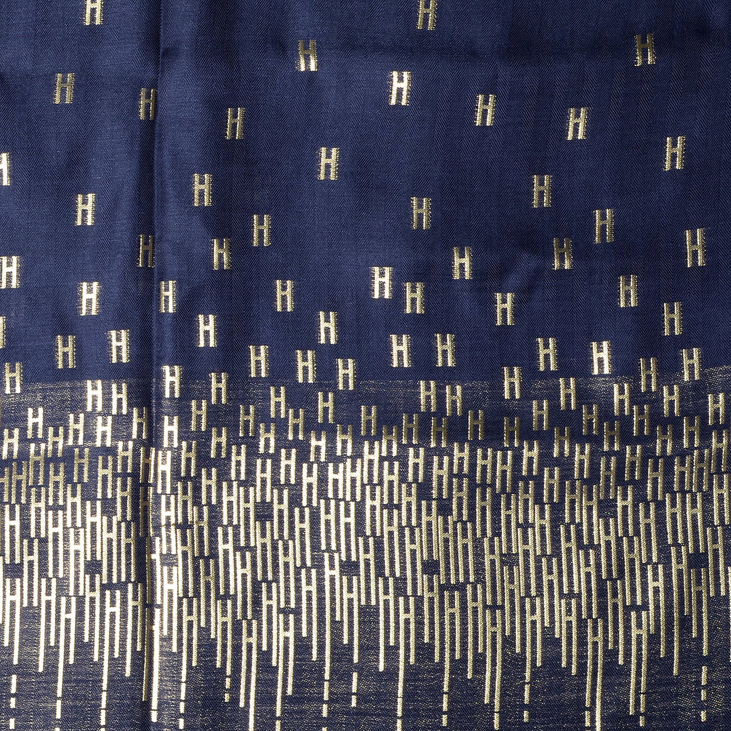 Silk Cashmere Hart Deco Stole Bleu Nuit Oro