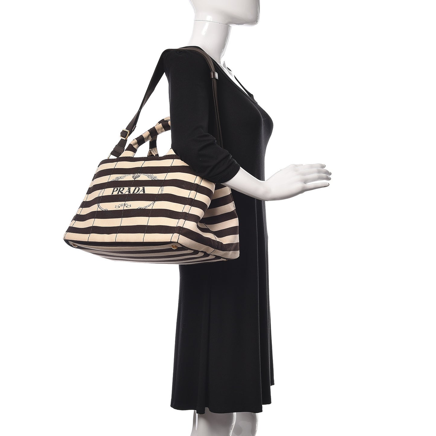 Canapa Striped Logo Tote Tabacco