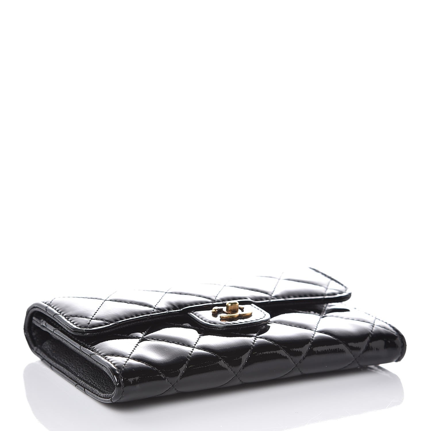 Chanel Patent Calfskin Quilted Small Flap Wallet Black 4 of 9