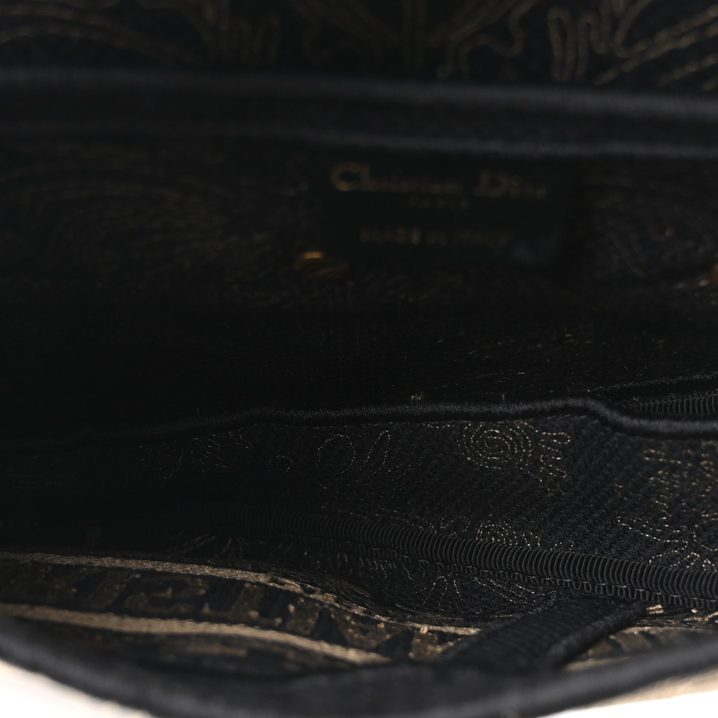 Canvas Embroidered Ornamental Cornely Saddle Bag Black Beige