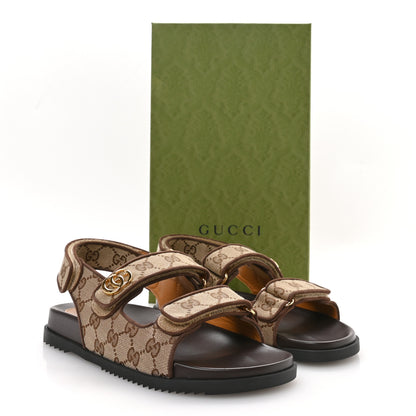 Gucci GG Monogram Lavaredo Eco Fabric Womens Slide Sandals With Straps 39 Beige Ebony Light Brown 9 of 9