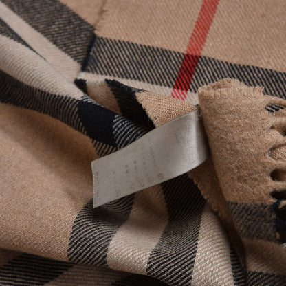 Burberry Cashmere Classic Check Fringe Scarf Camel 9 of 9