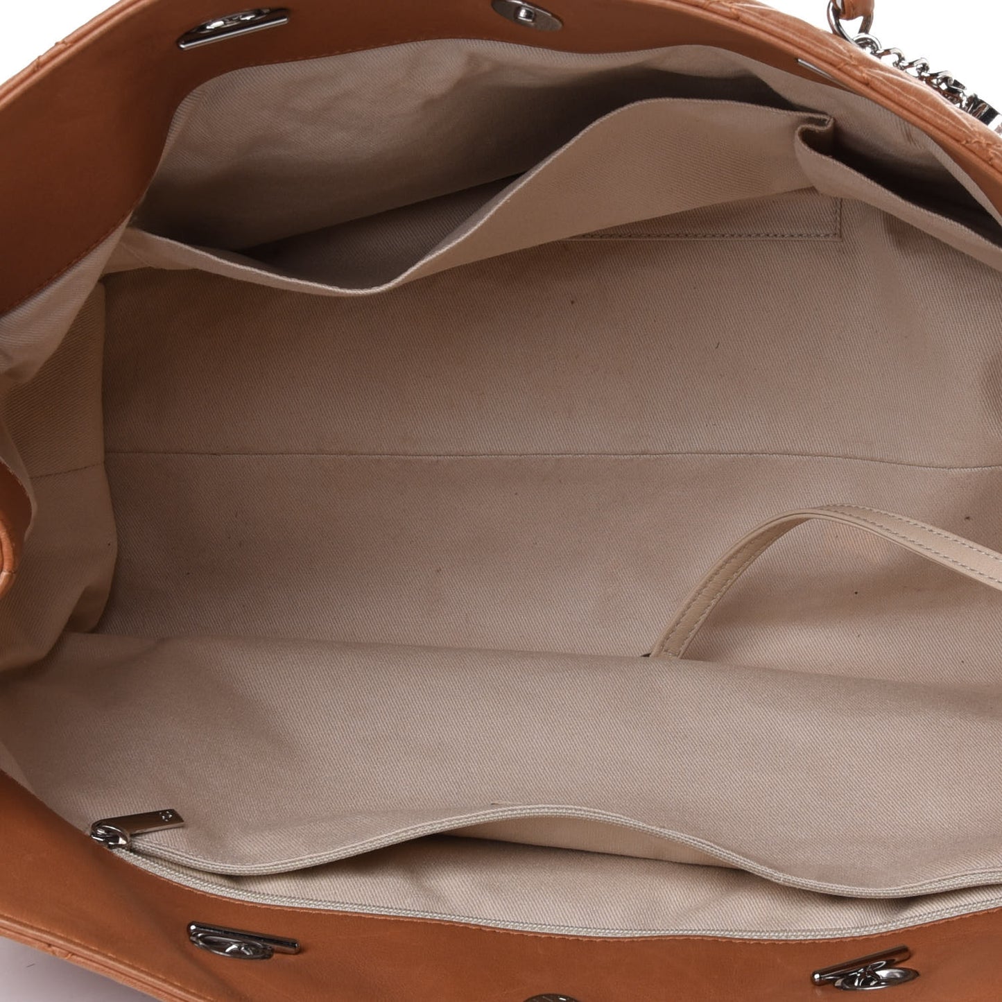 Calfskin Quilted Large In the Business Tote Dark Beige