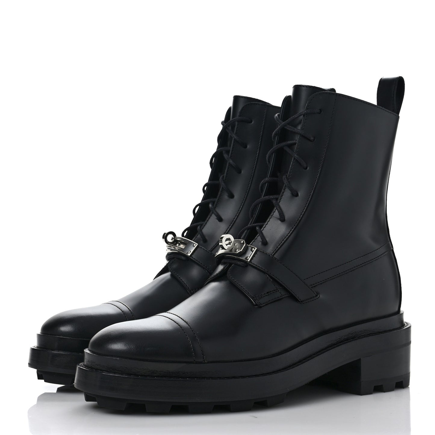 Glossed Calfskin Funk Ankle Boots 39 Black