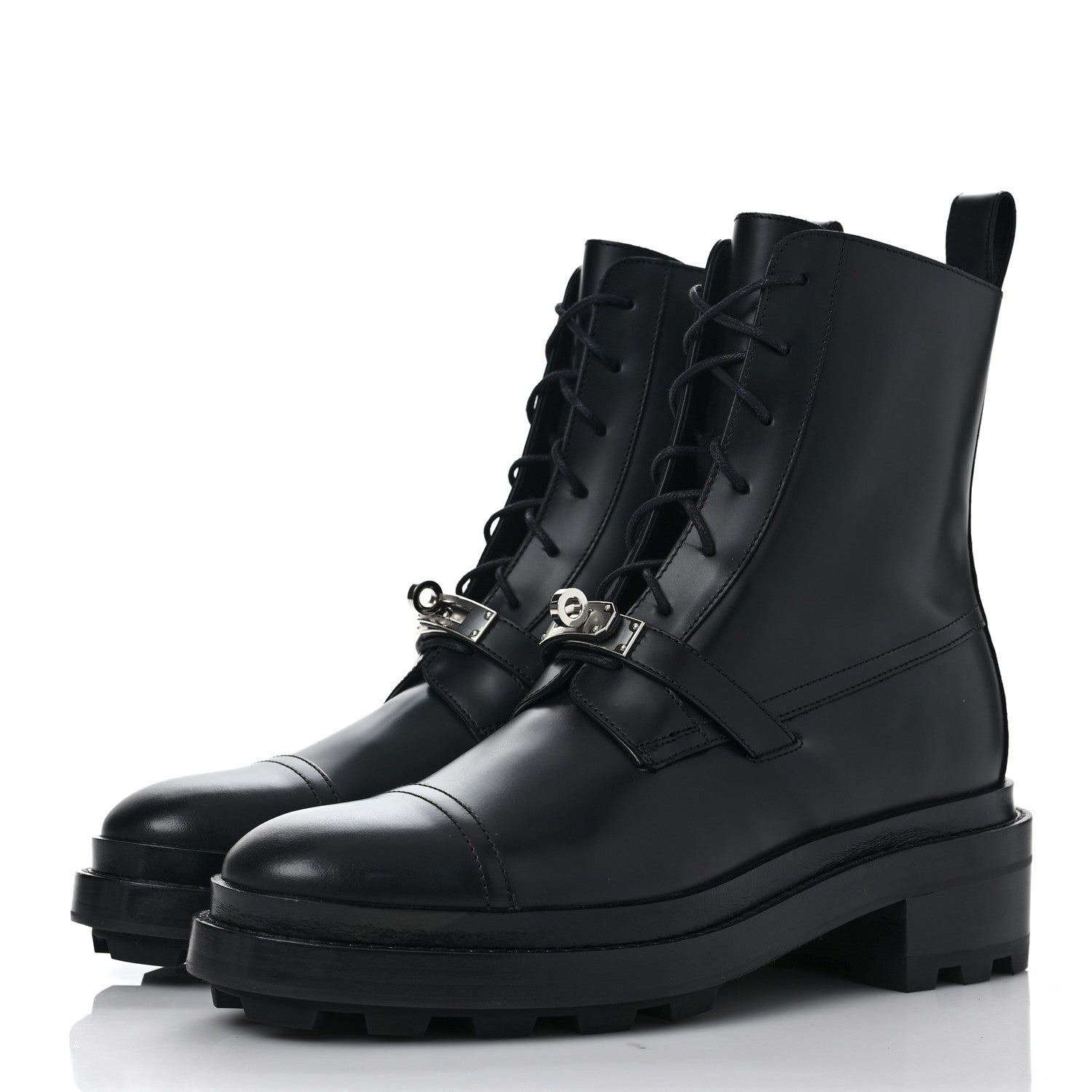 Hermes Glossed Calfskin Funk Ankle Boots 39 Black 3 of 10