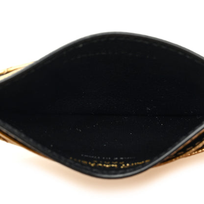 Saint Laurent Metallic Grain De Poudre Matelasse Chevron Monogram Credit Card Case Gold 6 of 7