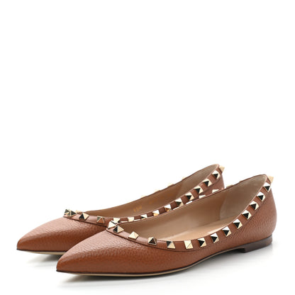 Valentino Garavani Pebbled Calfskin Rockstud Ballerina Flats 36 Selleria 3 of 7