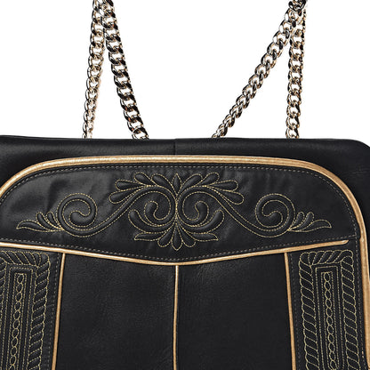 Chanel Iridescent Calfskin Embroidered Paris Salzburg Hunting Backpack Black 10 of 10