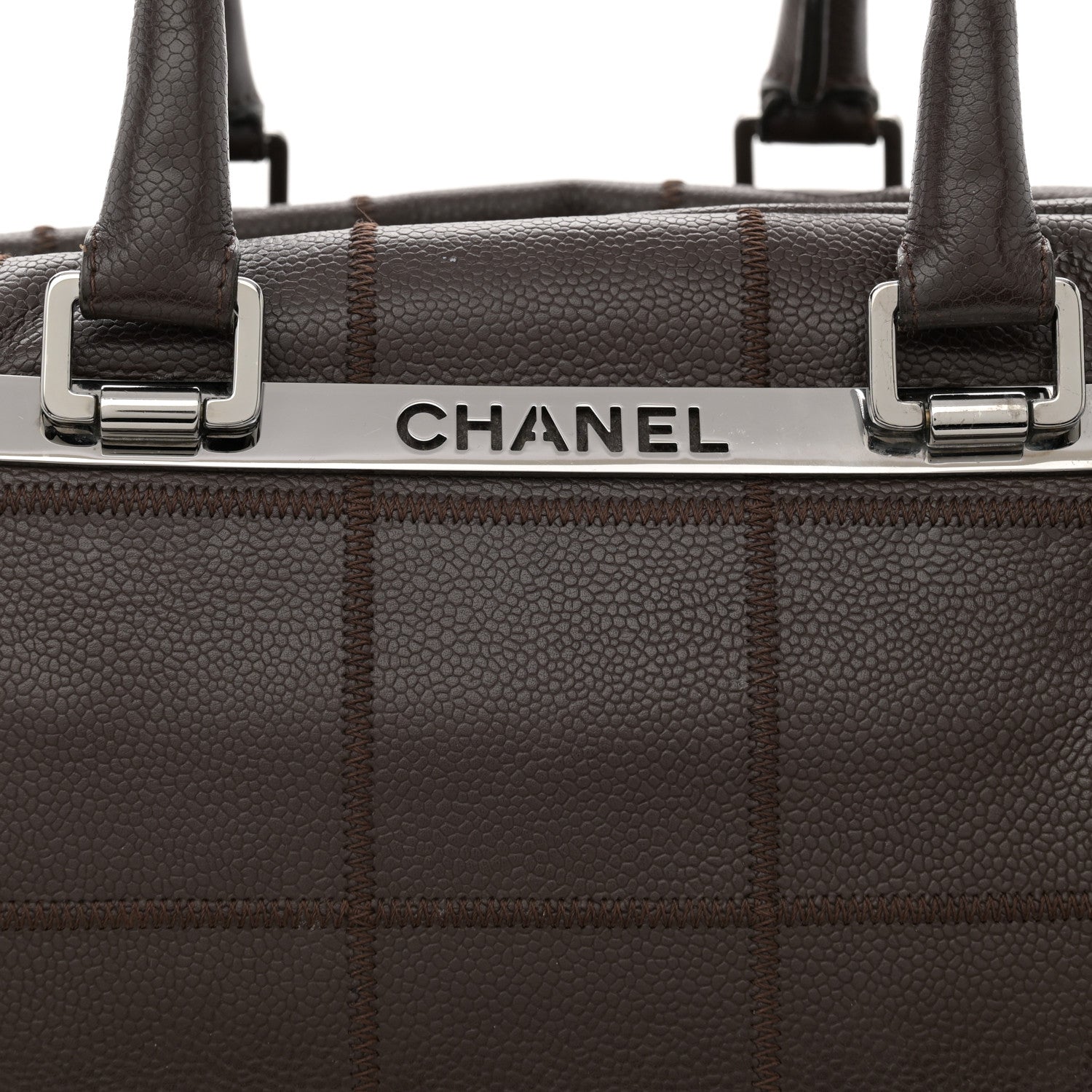 Chanel Caviar Square Stitched Large Satchel Dark Brown 9 of 16
