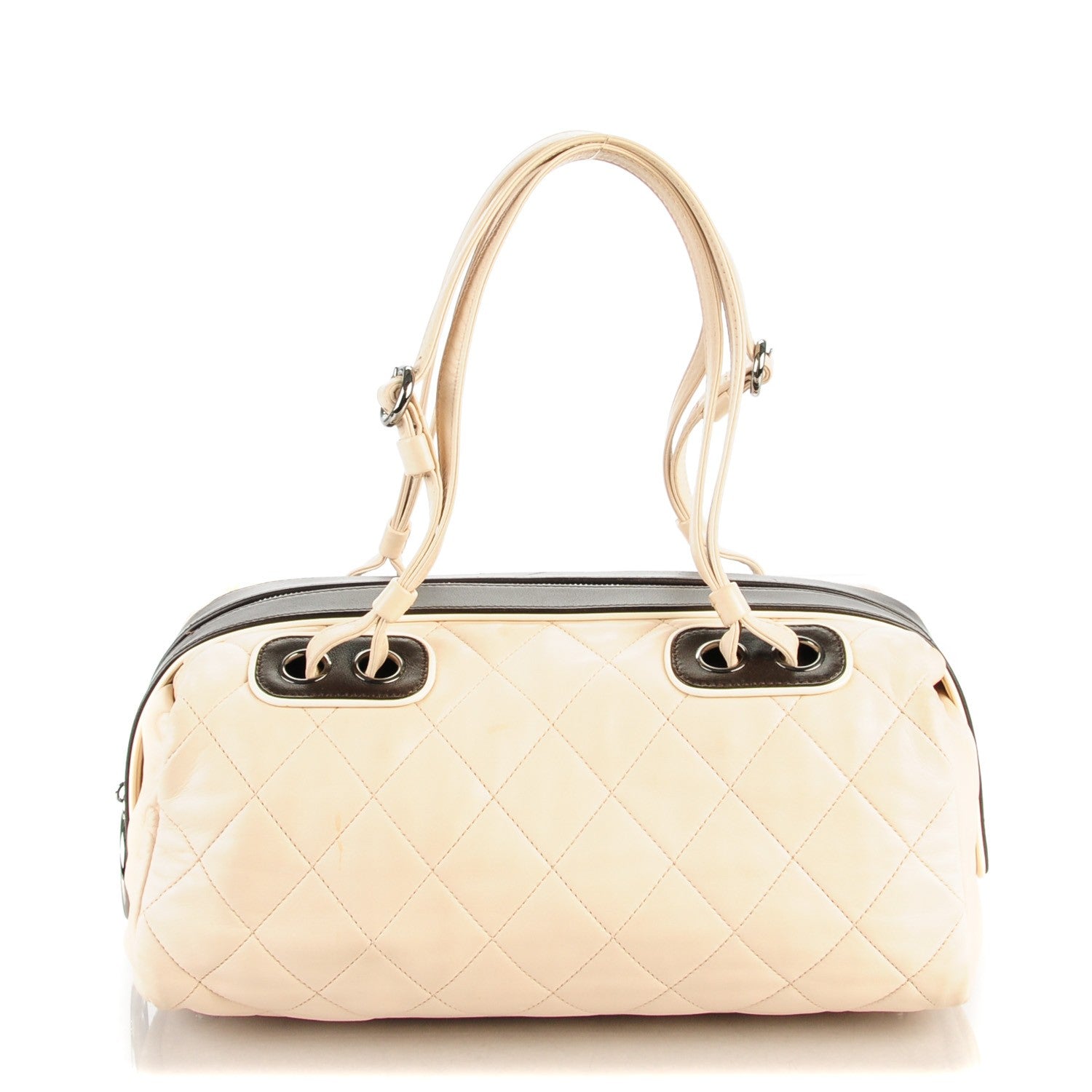 Chanel Lambskin Quilted Country Club Bowler Beige 1 of 7