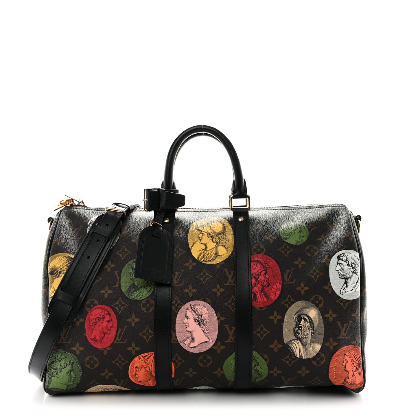 X FORNASETTI Calfskin Fornasetti Keepall Bandouliere 45