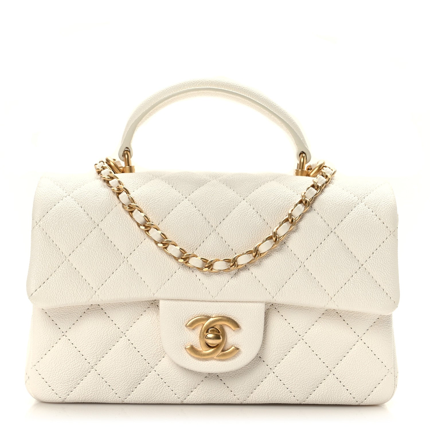 Chanel Caviar Quilted Mini Top Handle Rectangular Flap White 1 of 9