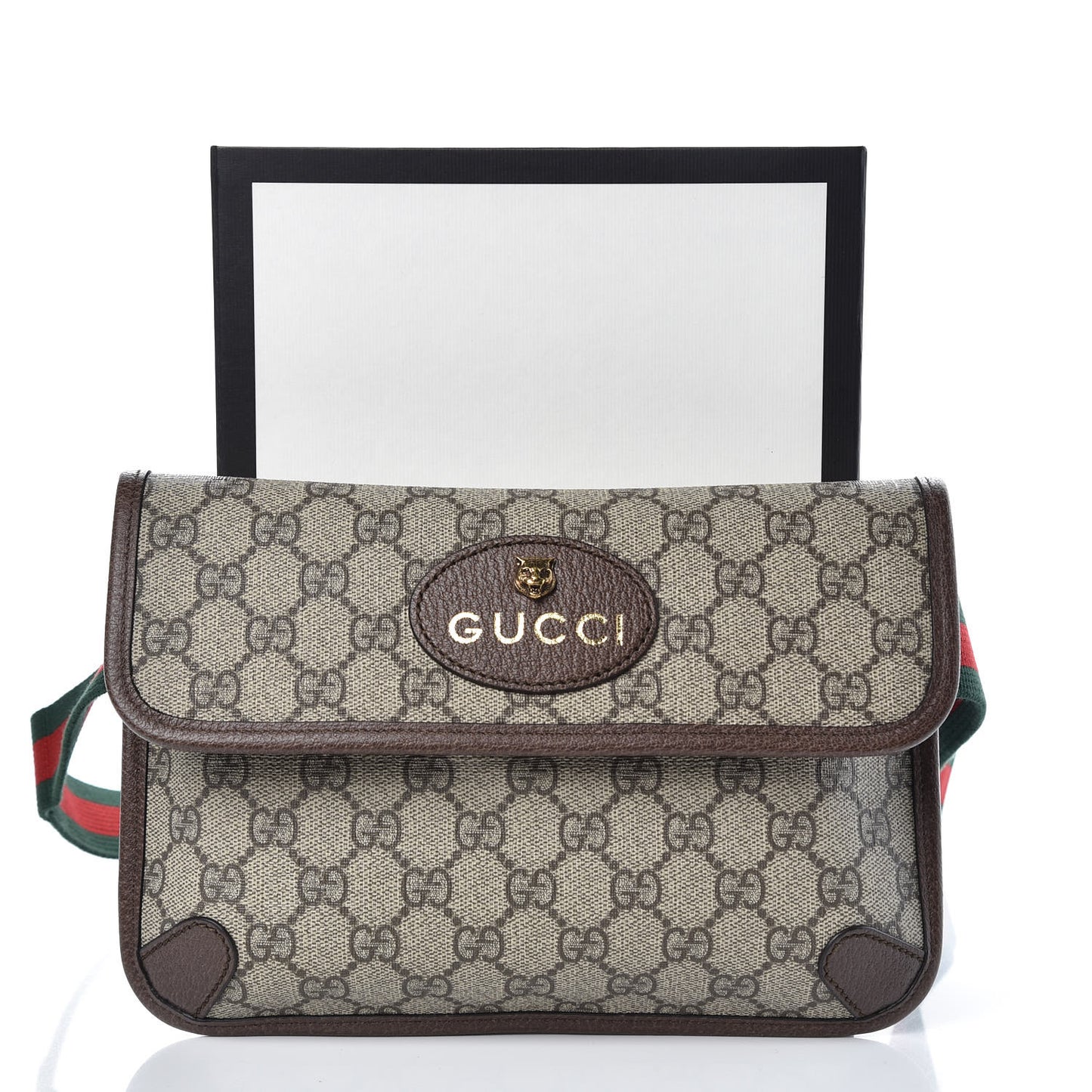 GG Supreme Monogram Neo Vintage Web Belt Bag Brown