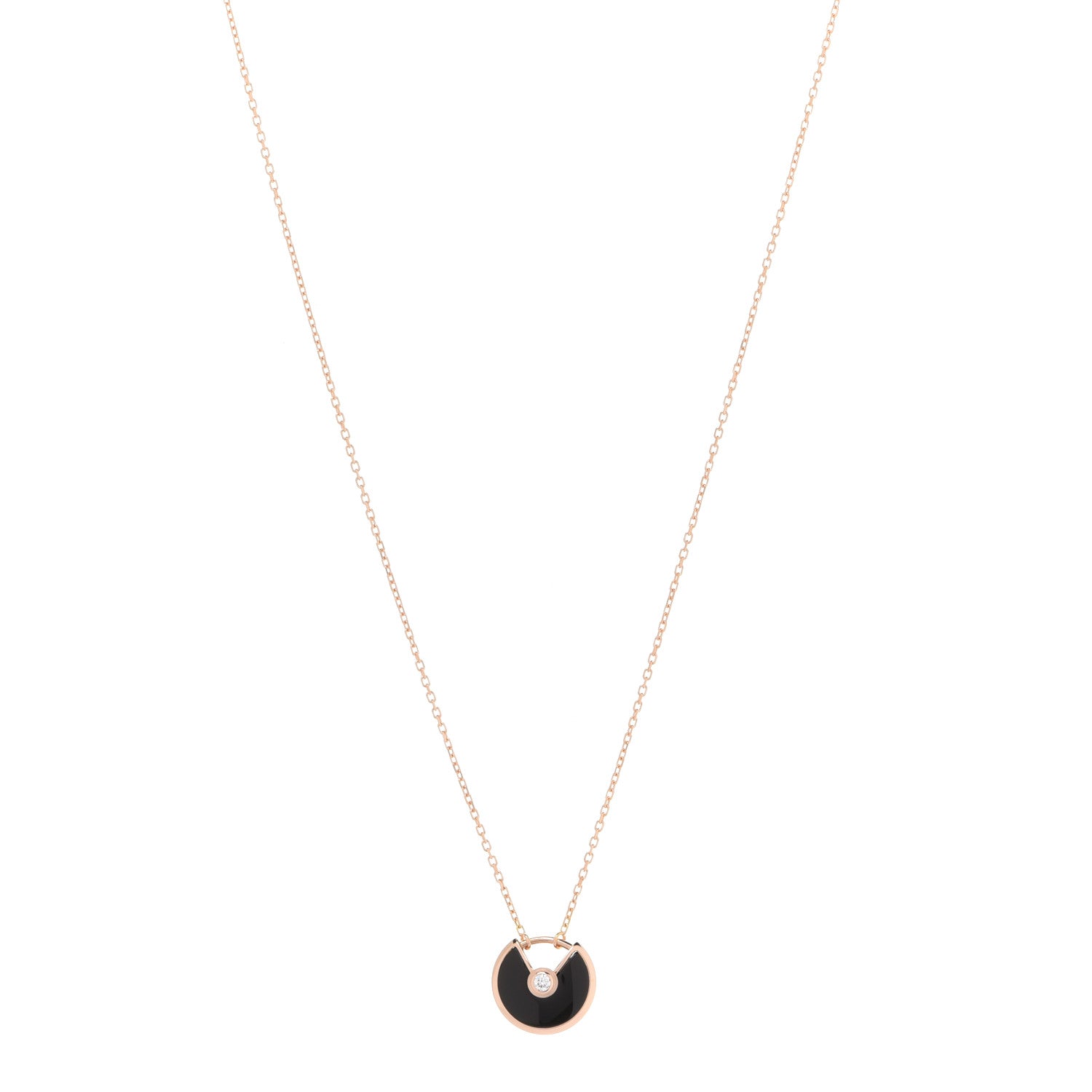 Cartier 18K Pink Gold Diamond Black Onyx XS Amulette de Cartier Pendant Necklace 1 of 6