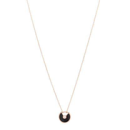 Cartier 18K Pink Gold Diamond Black Onyx XS Amulette de Cartier Pendant Necklace 1 of 6