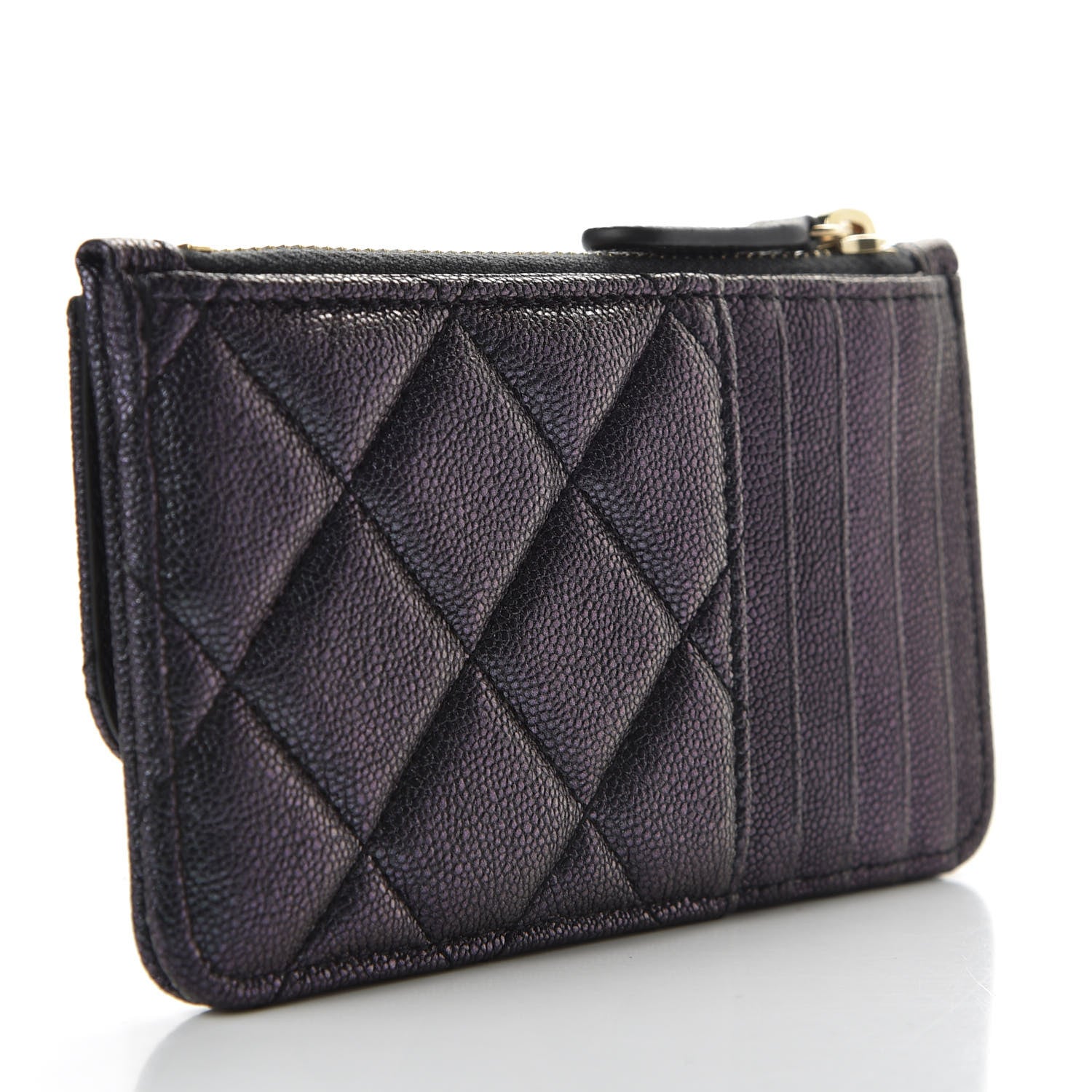 Chanel Iridescent Caviar Quilted Flap Zip Card Holder Black 5 of 15