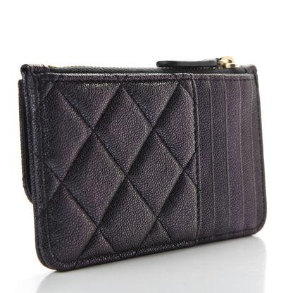 Chanel Iridescent Caviar Quilted Flap Zip Card Holder Black 5 of 15