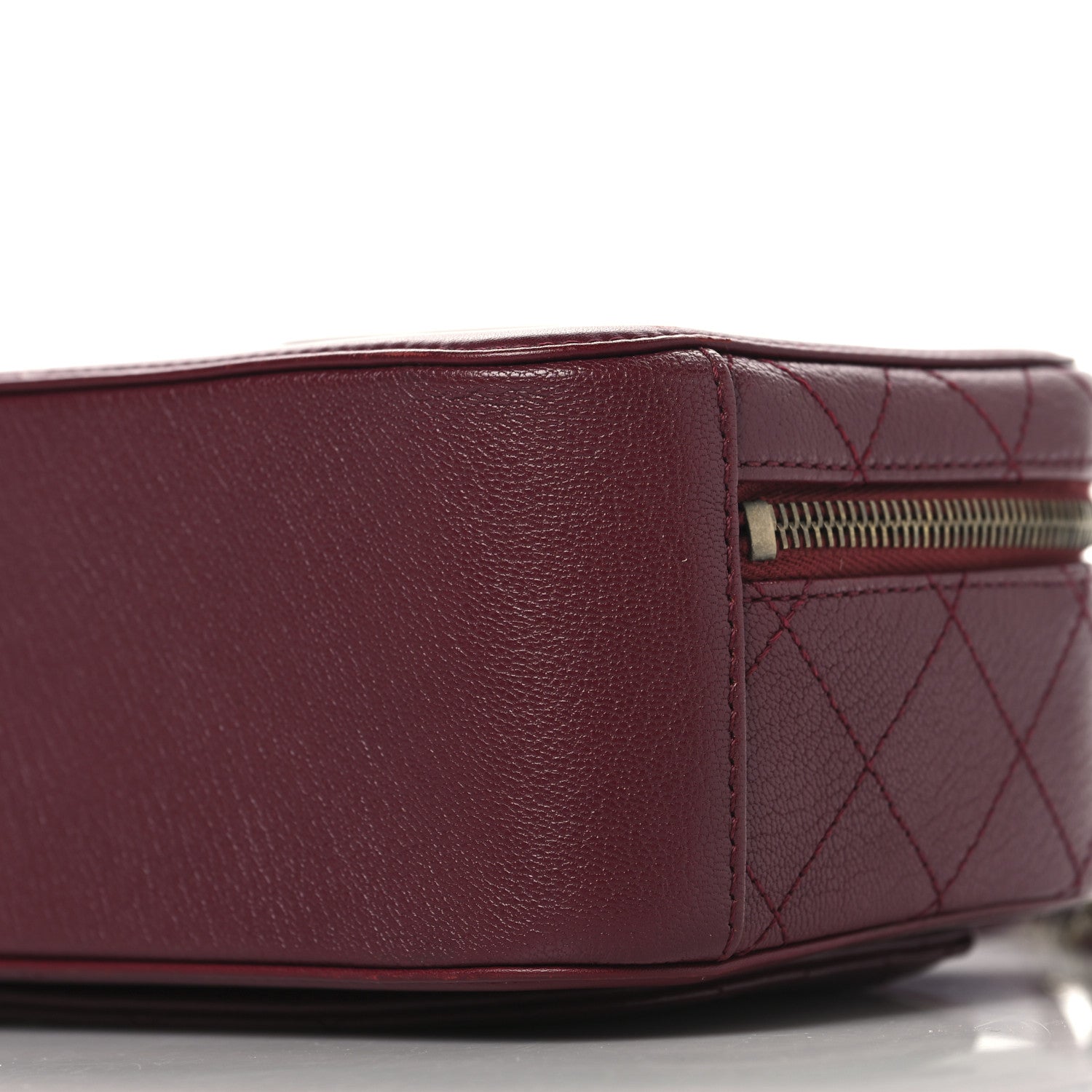 Chanel Shiny Calfskin Goatskin Quilted Small Coco Curve Vanity Burgundy 10 of 11