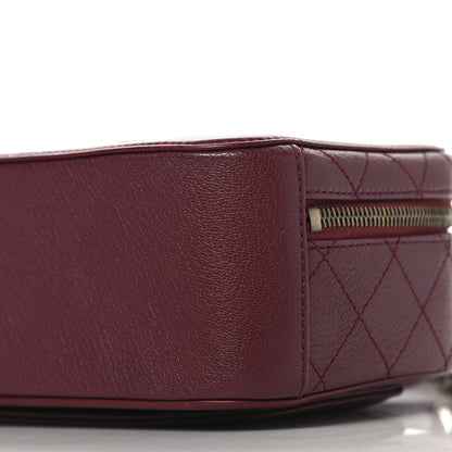 Chanel Shiny Calfskin Goatskin Quilted Small Coco Curve Vanity Burgundy 10 of 11