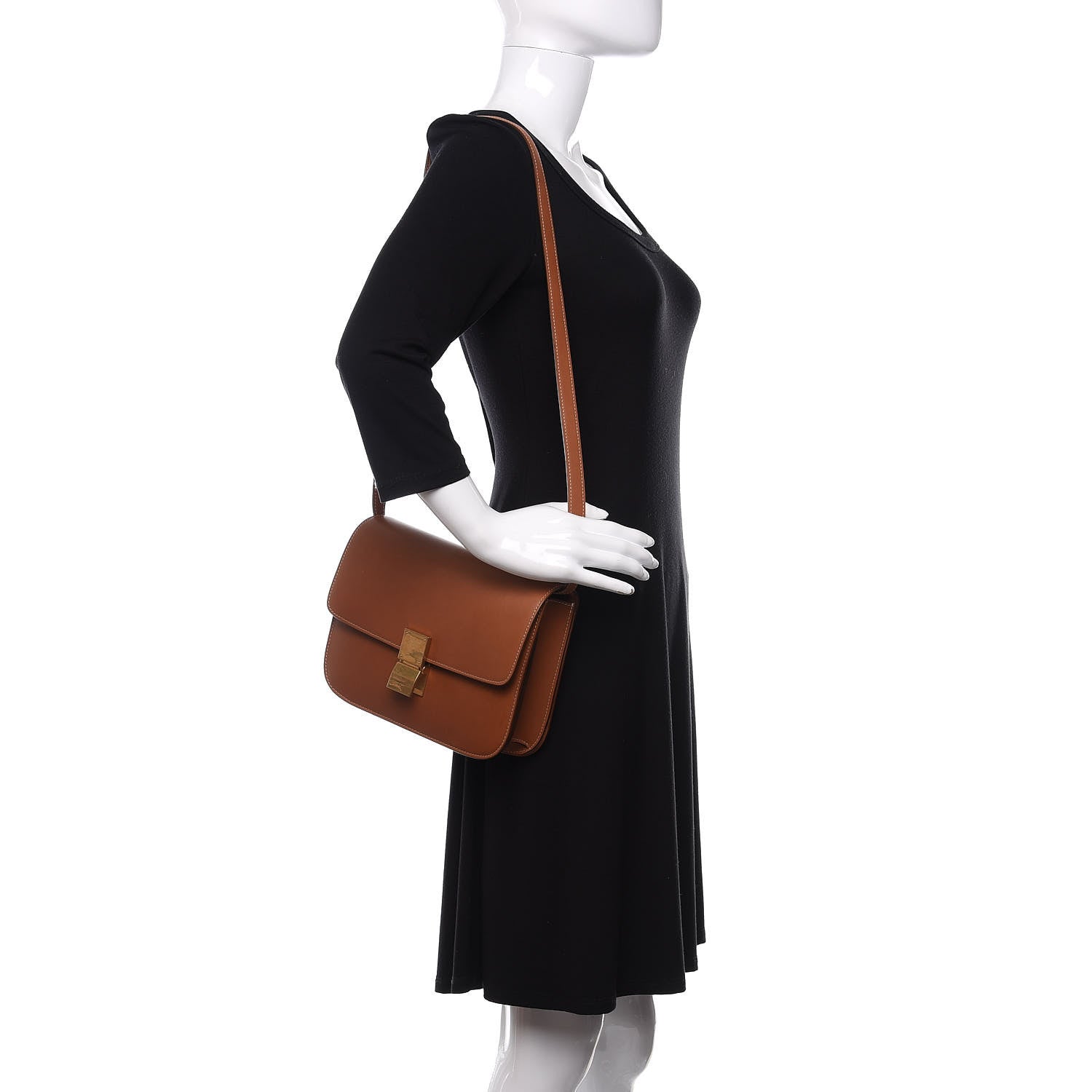 Celine Natural Calfskin Medium Classic Box Flap Bag Tan 2 of 11