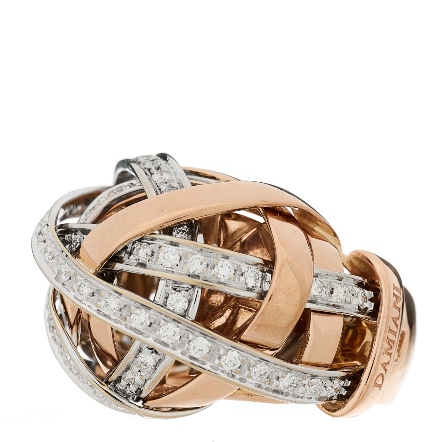 18K Rose White Gold Diamond Chignon Ring 55 7.25