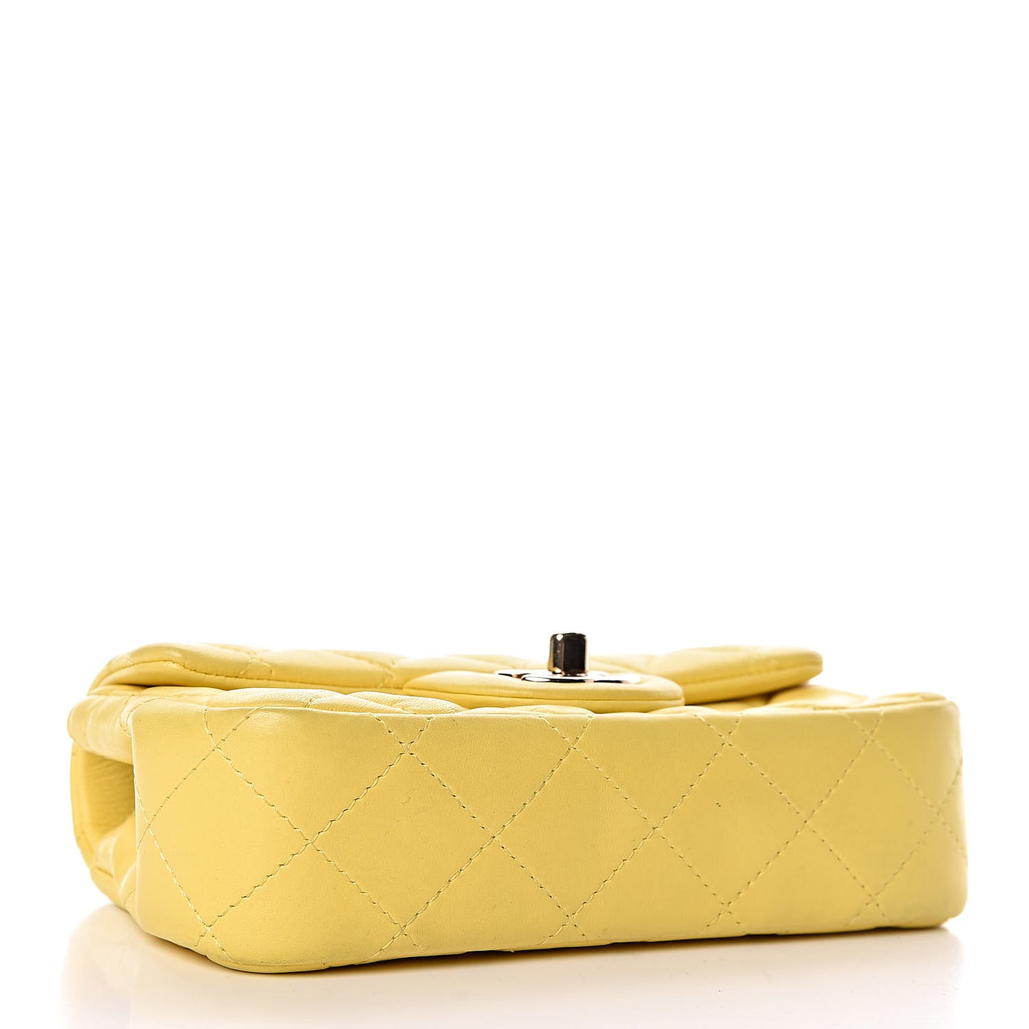 Lambskin Quilted Extra Mini Rectangular Flap Yellow