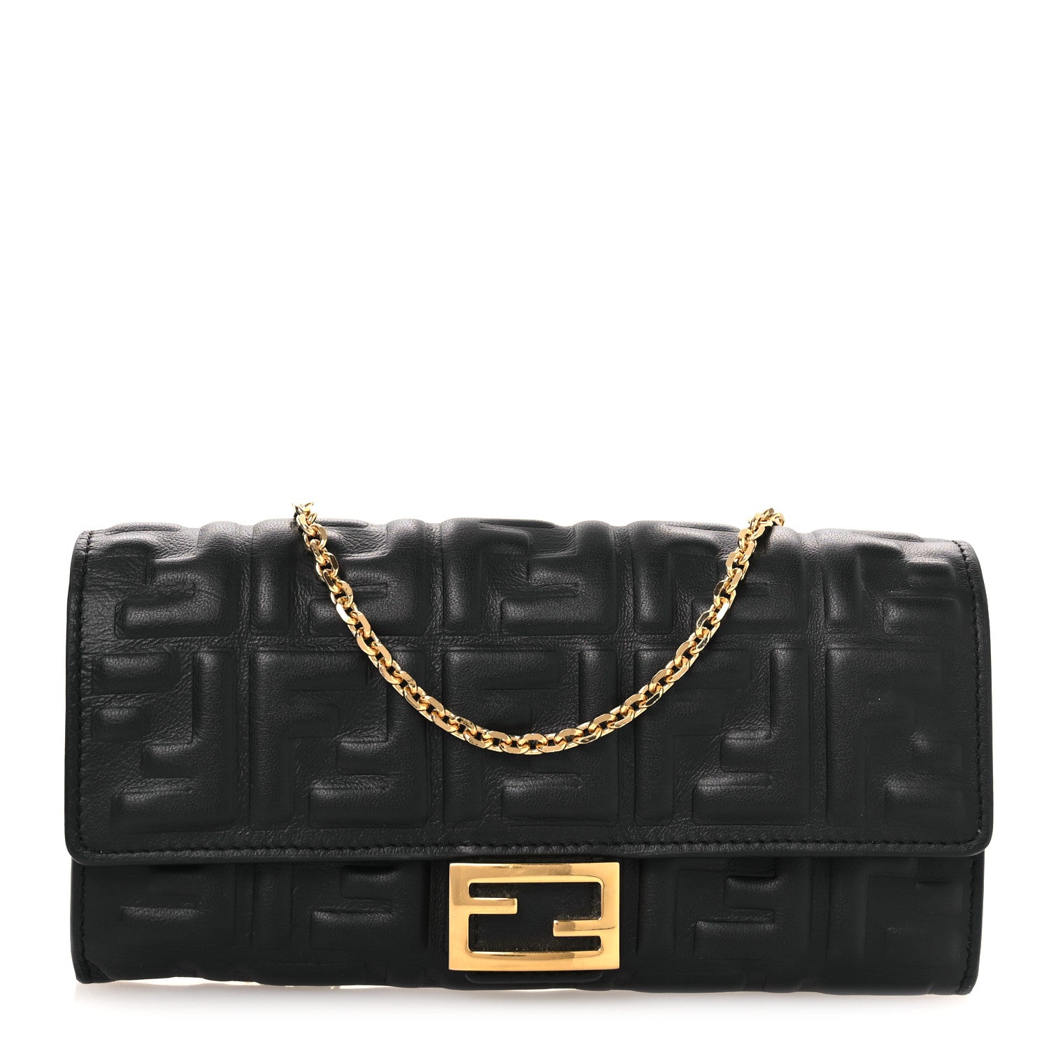 Fendi Nappa Matisse FF Embossed Continental Wallet Black 1 of 12
