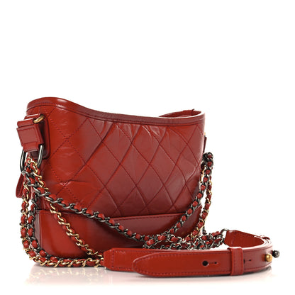 Chanel Aged Calfskin Quilted Small Gabrielle Hobo Red 3 of 10