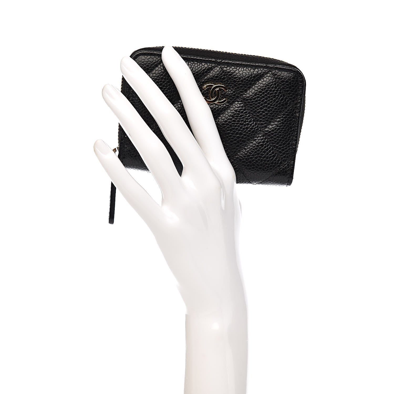 Chanel Caviar Quilted Zip Coin Purse Black 2 of 8