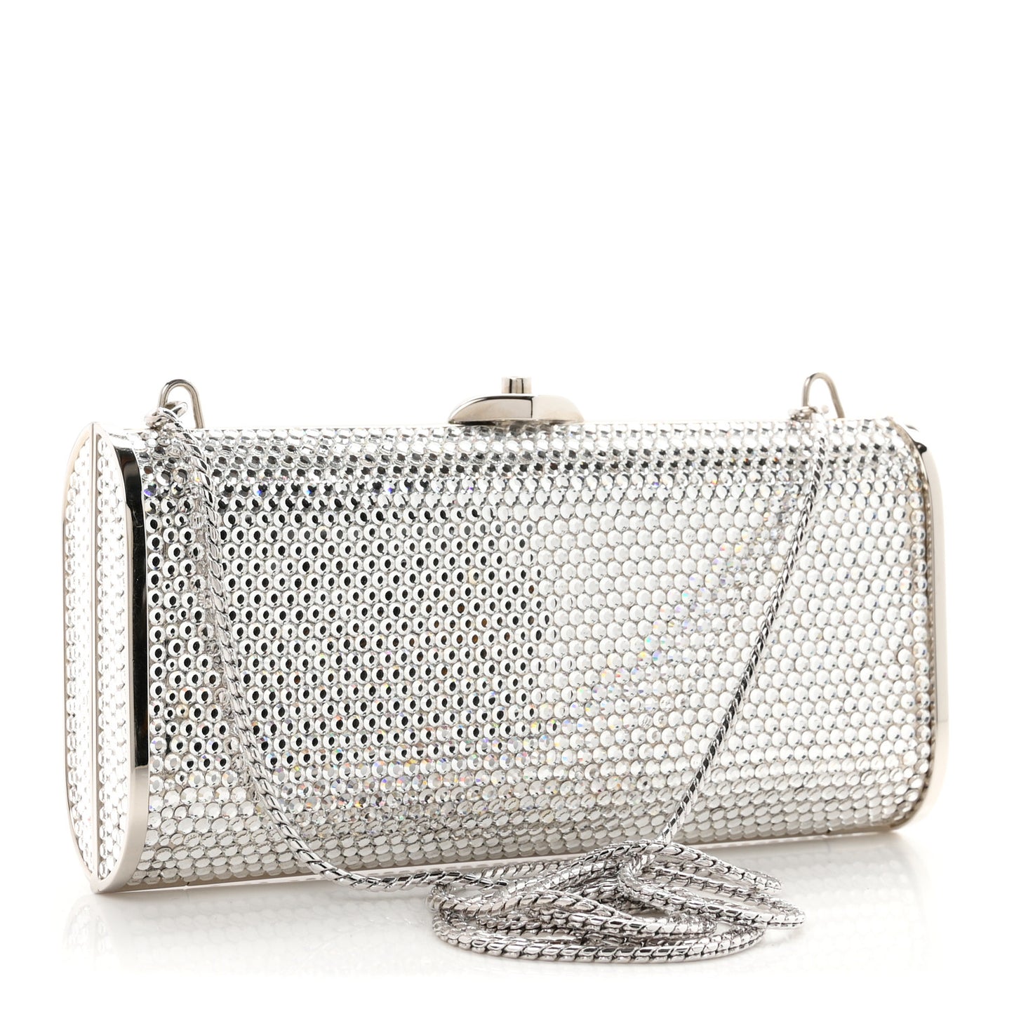 Swarovski Crystal Minaudiere Clutch Silver