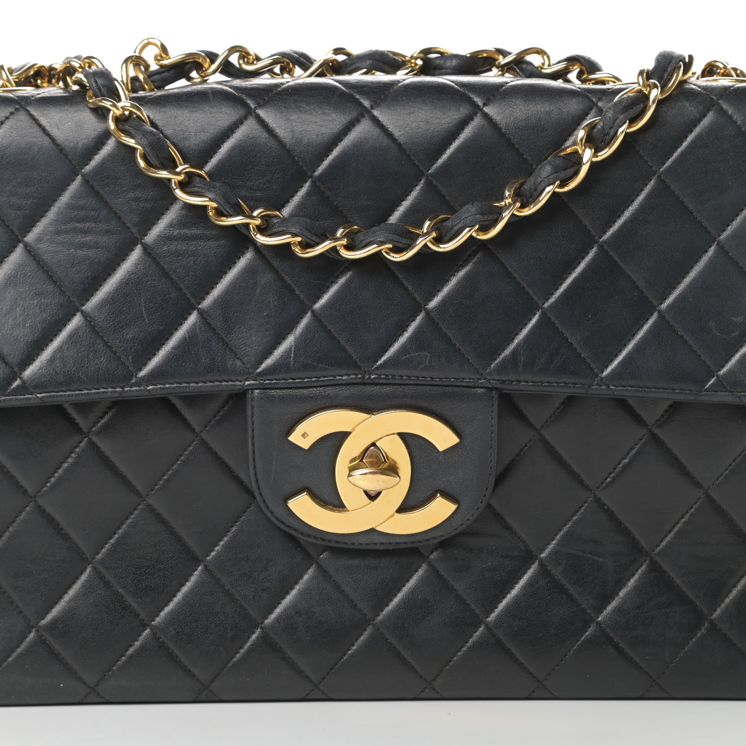 Chanel Lambskin Quilted XL Jumbo Single Flap Black 9 of 19