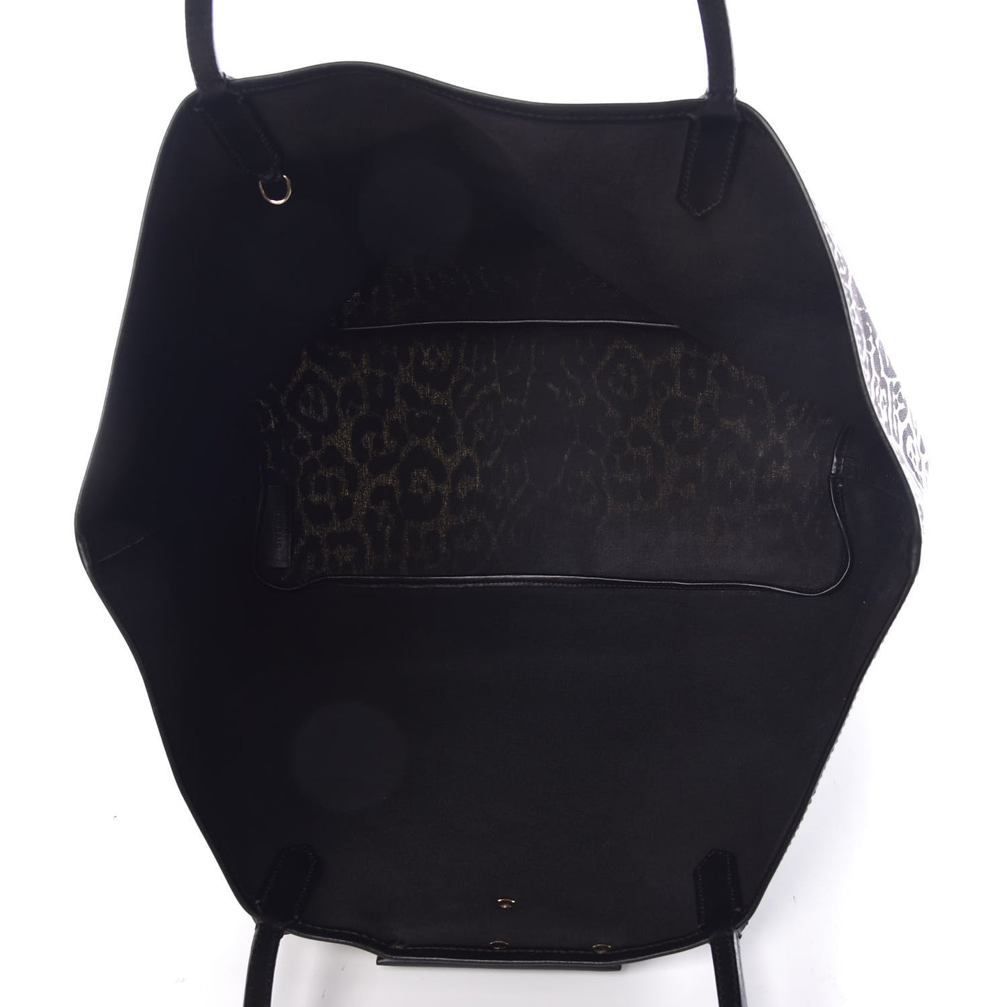 Canvas Jaguar Print Large Antigona Tote Black White