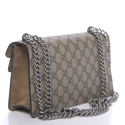 Gucci GG Supreme Monogram Suede Crystal Small Dionysus Shoulder Bag Beige Ebony Taupe 3 of 10