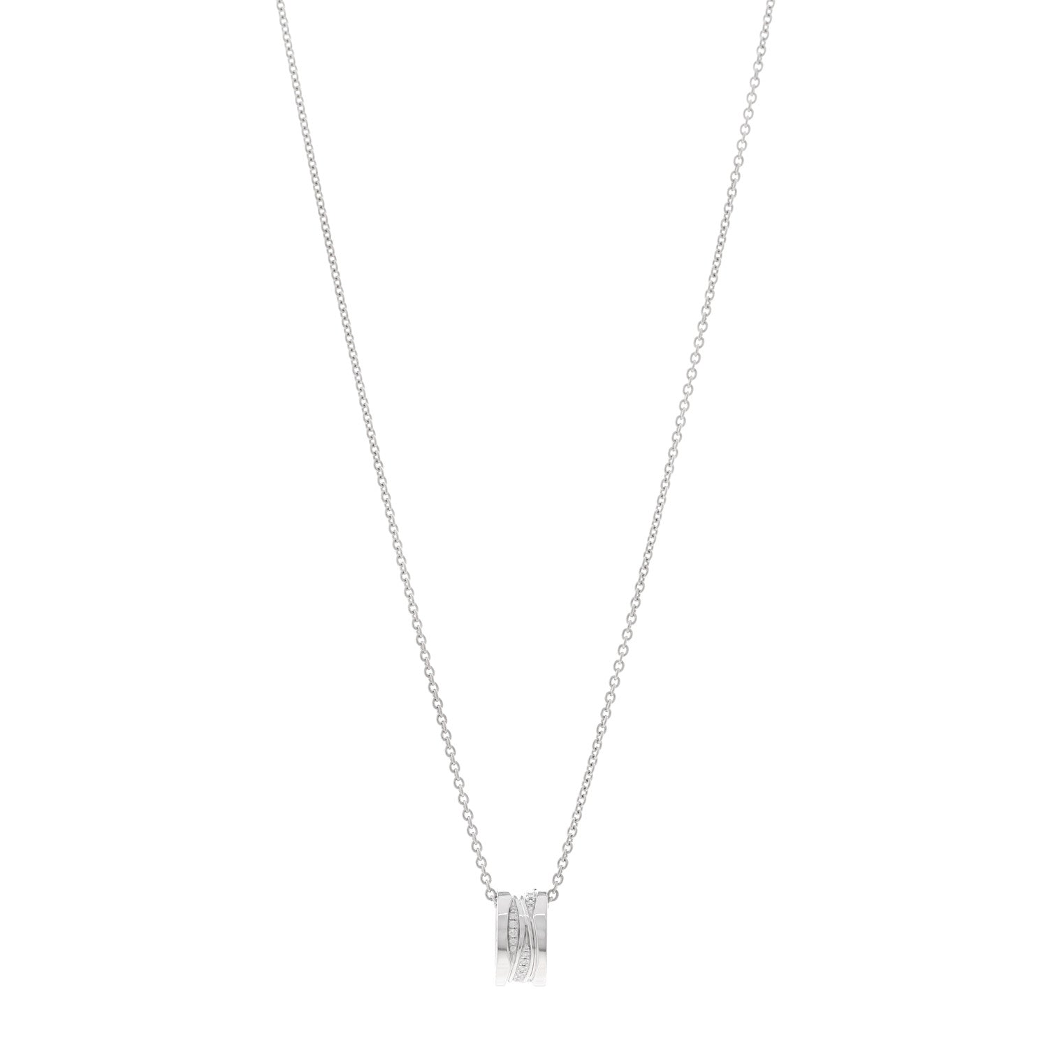 Bulgari 18K White Gold Diamond B.Zero1 Legend Pendant Necklace 1 of 4